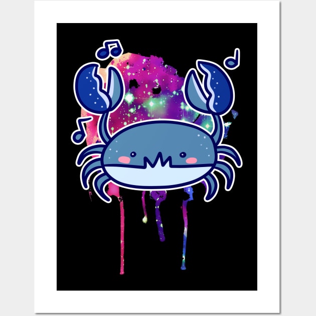 Blue Crab - Watercolor Space Splatter Wall Art by saradaboru